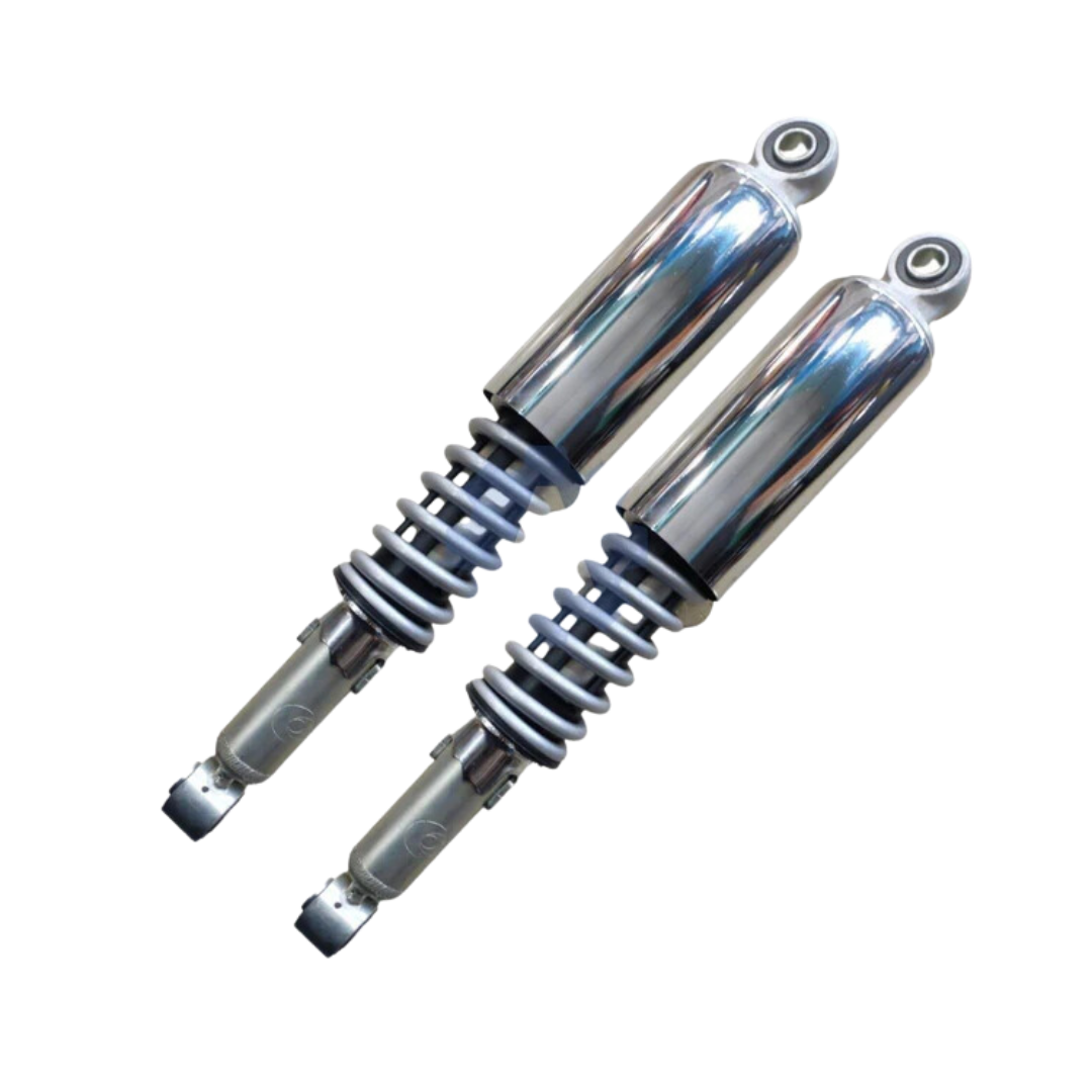 Rear Shock Absorber for Hero Splendor | Splendor Pro | Splendor Plus | Super Splendor | CD Dawn | CD Deluxe | HF Dawn | HF Deluxe | Set of 2 | SILVER or CHROME Colour